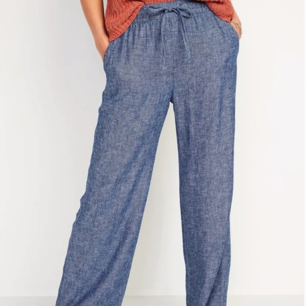 Old Navy Linen Blend Blue Lounge Pants M